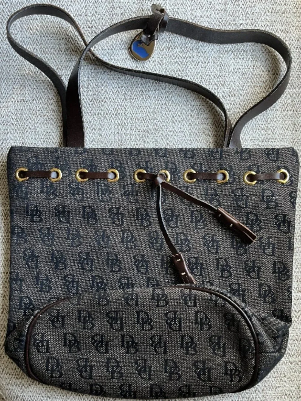 Dooney & Bourke signature monogram bucket tote